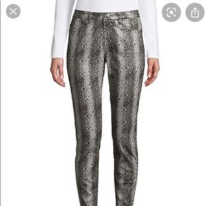 Snakeskin denim leggings